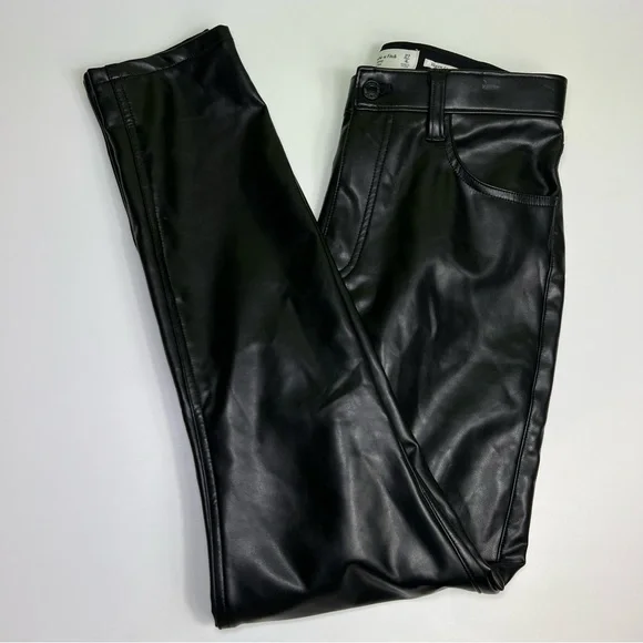 ABERCROMBIE & FITCH the skinny high rise black vegan leather pants size 27/4 - Picture 2 of 9